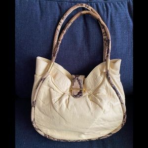 Paolo Masi Leather tote bag with snakeskin